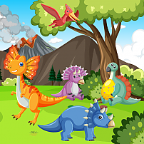 Happy Dinosaur Friends spot the difference (puzzle)