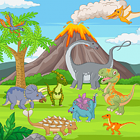 Dinosaur Friends Meeting spot the difference (puzzle)