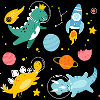 Astronaut Dinosaurs spot the difference (puzzle)