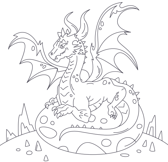 Coloring the Dragon Embracing Eggs