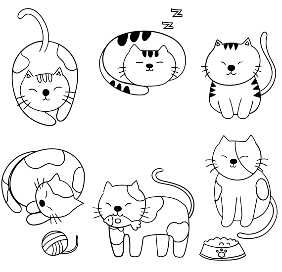 Coloring the cats.