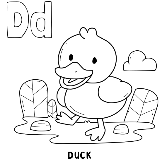 Quack quack cute baby duck coloring study