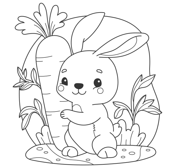 Coloring a rabbit with a cute carrot.