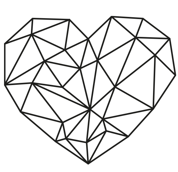Coloring heart polygon full of love.