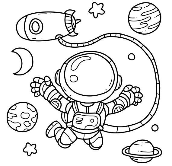 Bungee jumping in space. Coloring.