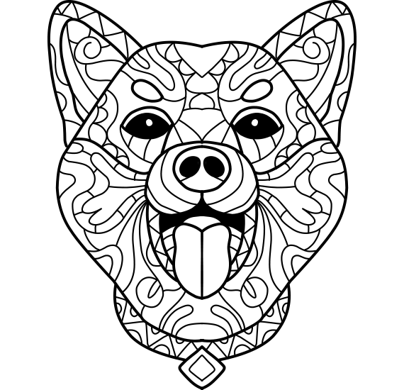 Coloring dogs' faces.