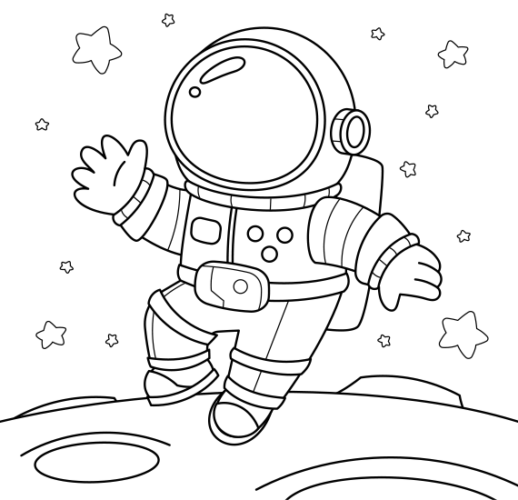 Astronauts Landing on the Moon Coloring Study