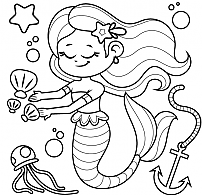 Coloring for Pretty Little Mermaid.