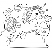 Coloring unicorn full of love.