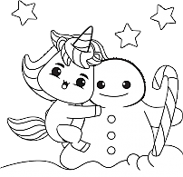Unicorn and Snowman Coloring Study