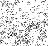 Coloring the forest friends.