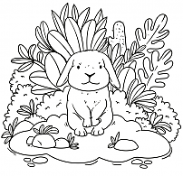 Cute rabbit coloring design.