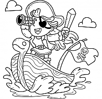 Coloring pirates galloping on a boat