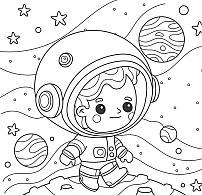 Moon Travel Astronaut Coloring Study