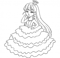 The princess in the dress coloring. Coloring.