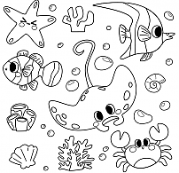 Coloring the baby fish friends.