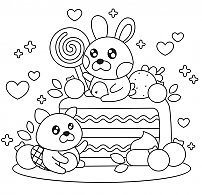 Rabbit and Cake Coloring Study