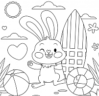 Coloring a surfing rabbit.
