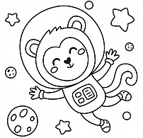 Monkey Astronaut Coloring Study